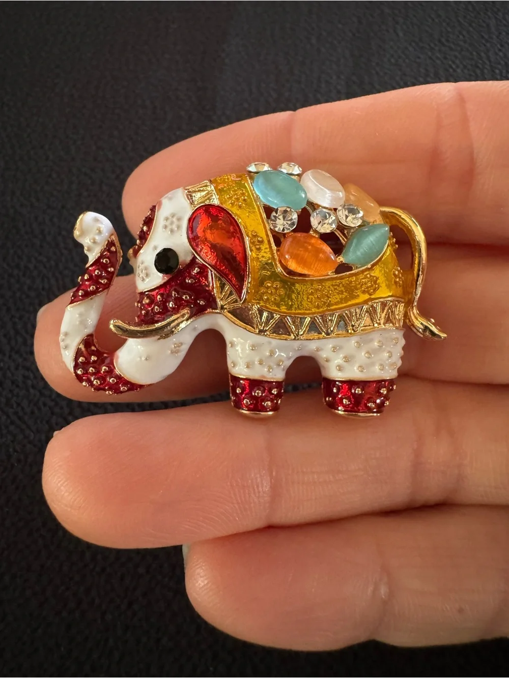 Colorful Enamel Elephant Brooch